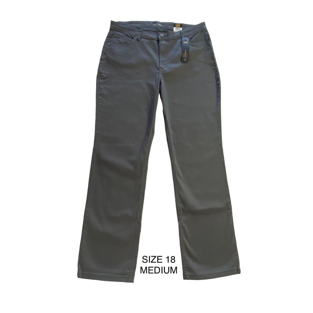 LEE Women’s 18 Medium Mid-Rise Straight Leg Jeans in Charcoal
